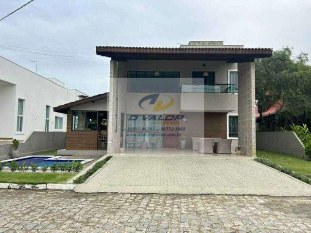 Vendo Casa Mobiliada, em Condomínio Fechado, com 300m², 5 suítes + DCE, área gourmet e 3 vagas