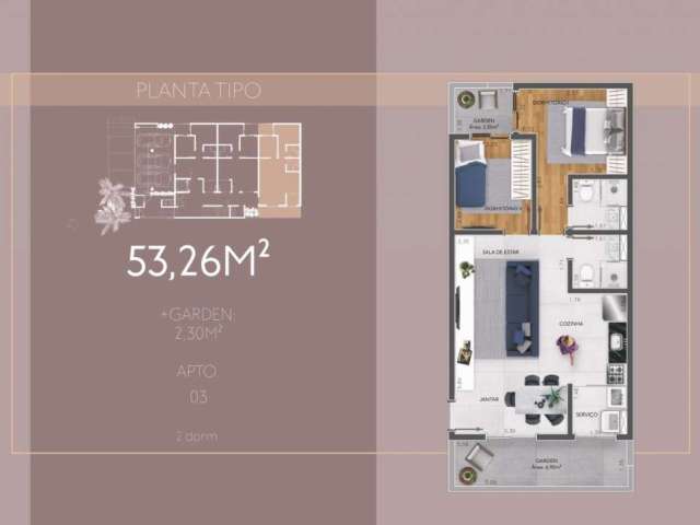 Apartamento Garden com 2 dormitórios à venda, 55 m² por R$ 355.000,00 - Vila Carrão - São Paulo/SP