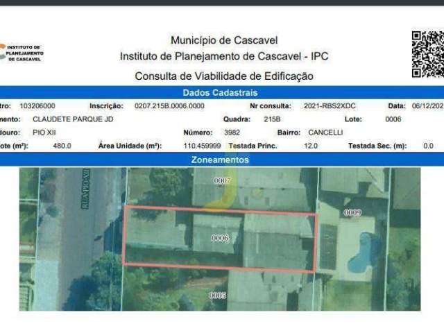 Terreno à venda, 480 m² por R$ 650.000 - Cancelli