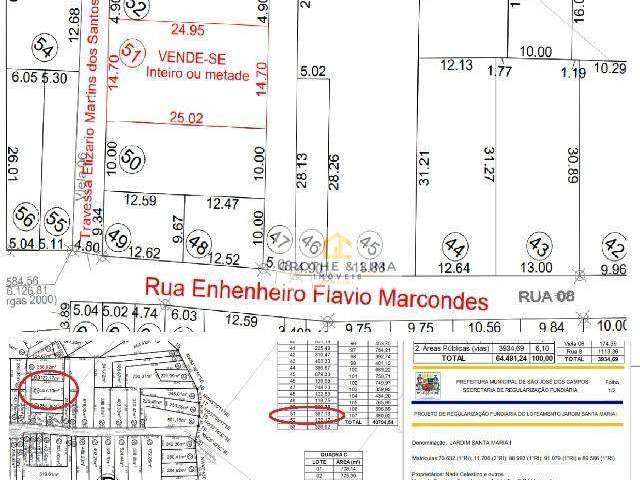 Terreno à venda, 367 m² por R$ 127.200,00 - Jardim Santa Maria - São José dos Campos/SP