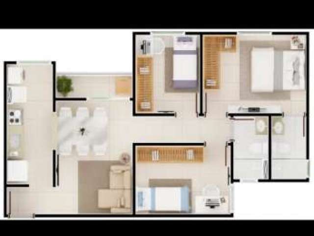Apartamento com 3 quartos para alugar na Rua Pedro Virillo, 116, Jardim Santiago, Indaiatuba, 63 m2 por R$ 2.500