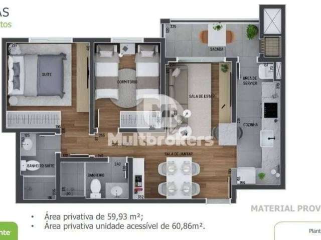 Apartamento com 2 dormitórios à venda, 60 m² por R$ 532.955,19 - Tingui - Curitiba/PR