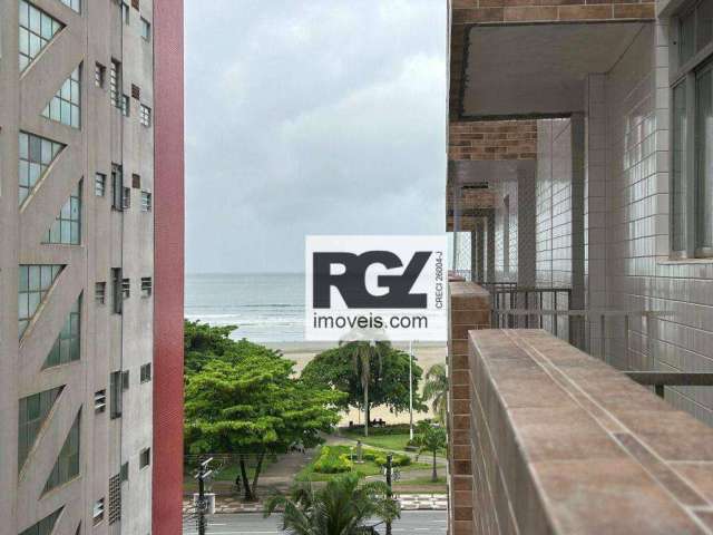 01 Dormitório com varanda vista mar, prédio frente mar!  Gonzaga, Santos