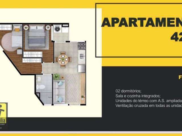 Apartamento em construção  com 2 dormitórios à venda, 42 m² por R$ 245.000 - Cidade Líder - São Paulo/SP