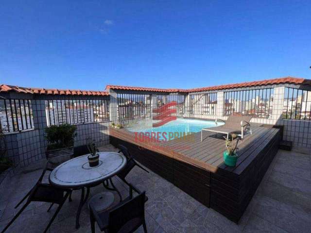 Cobertura Duplex à venda, com piscina, vista totalmente livre, no Bairro de Campo Grande em Santos