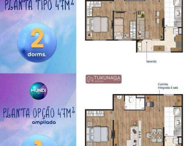 Apartamento com 2 dormitórios à venda, 47 m² por R$ 319.900,00 - Vila Saiago - Guarulhos/SP