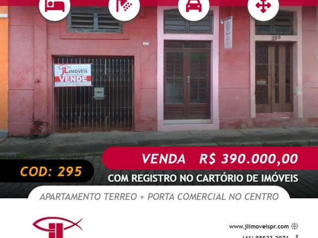 Imóvel com registro apartamento + porta comercial no Centro - Antonina-PR