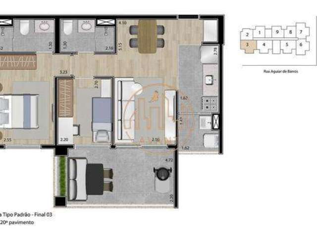 Belo apartamento com excelente localização 64 m2 dois dormitórios sendo 1 suíte