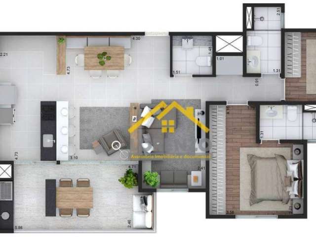 Apartamento com 3 dormitórios à venda, 103 m² por R$ 1.180.000,00 - Vila Assunção - Santo André/SP