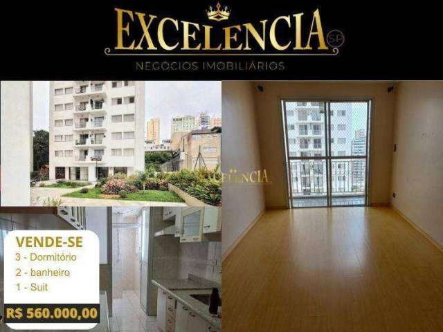 Apartamento com 3 dormitórios à venda, 75 m² por R$ 560.000 - Santana - São Paulo/SP