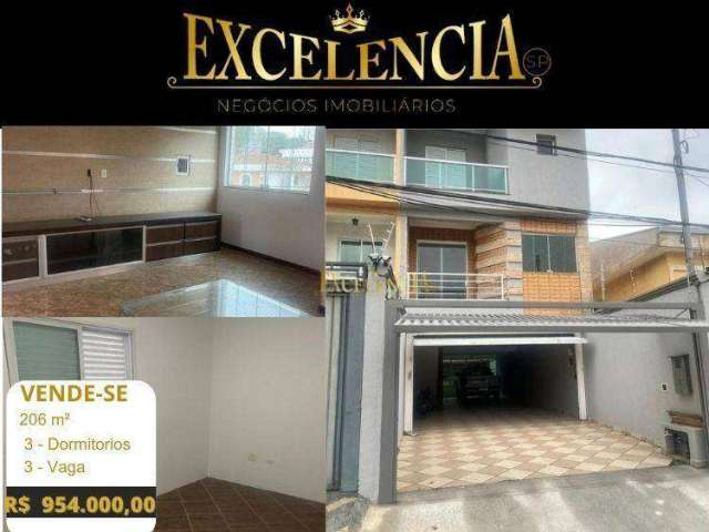 Sobrado com 3 dormitórios à venda, 206 m² por R$ 954.000,00 - Vila Floresta - Santo André/SP