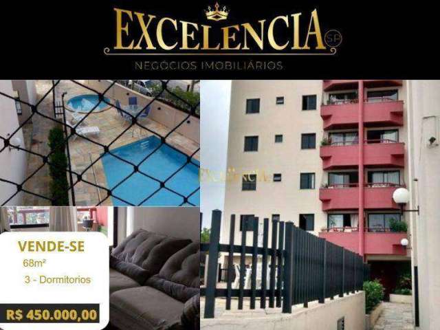 Apartamento com 3 dormitórios à venda, 68 m² por R$ 450.000 - Vila Gustavo - São Paulo/SP