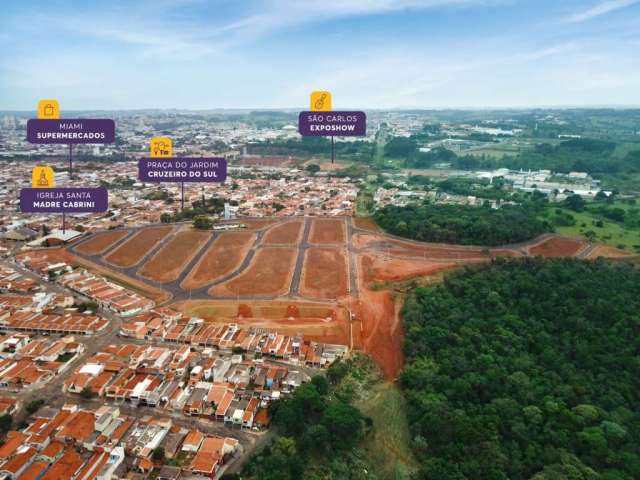 Lançamento loteamento em São Carlos-SP, Residencial Progresso, pronto para construir, lote com 348 m2, infraestrutura completa e área verde integrada