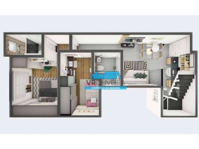 Apartamento com 2 dormitórios à venda, 50 m² por R$ 320.000 - Jardim Santo Alberto - Santo André/SP