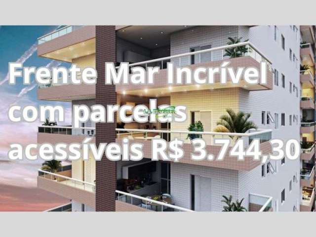 Apartamento 2 quartos suite frente Mar parcela R$ 3.744,30 Caiçara Praia Grande
