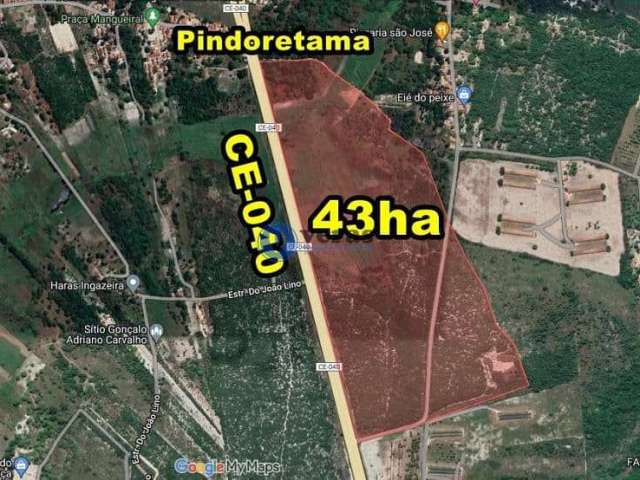 Veras vende tereno 43ha na ce-040 (asfalto) em pindoretama-c