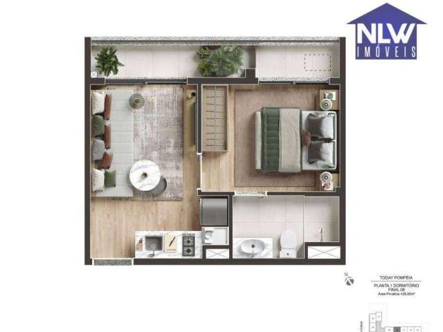 Apartamento à venda, 29 m² por R$ 403.288,98 - Pompeia - São Paulo/SP