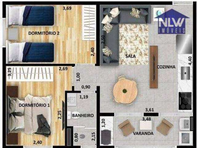 Apartamento com 2 dormitórios à venda, 45 m² por R$ 315.000,00 - Vila Ré - São Paulo/SP