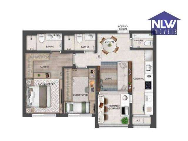 Apartamento à venda, 70 m² por R$ 1.028.240,03 - Brooklin Novo - São Paulo/SP