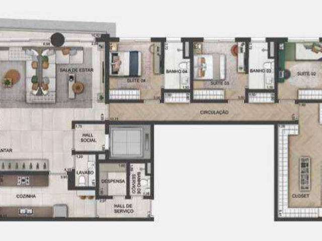 Apartamento com 4 dormitórios à venda, 261 m² por R$ 4.693.218 - Brooklin Paulista - São Paulo/SP