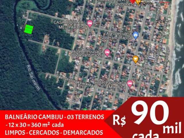 3 Terreno à venda, 360 m² por R$ 90.000 - Cada unidade - Cambiju - Itapoá/SC