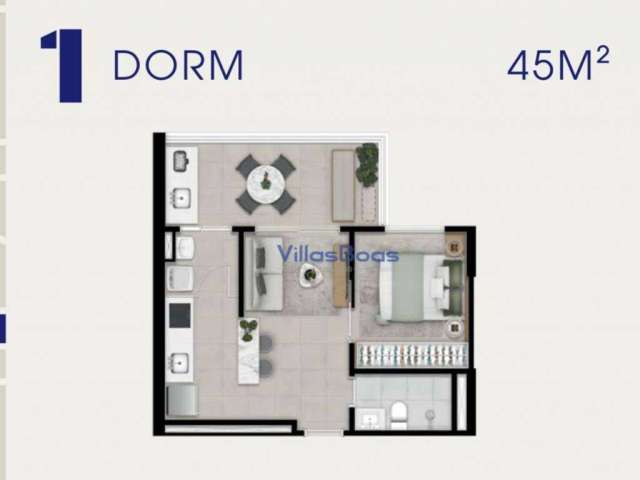 Apartamento com 1 dormitório à venda, 45 m² por R$ 550.000,00 - Parque Residencial Aquarius - São José dos Campos/SP