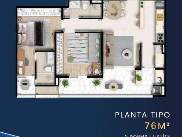 Apartamento com 2 dormitórios à venda, 76 m² por R$ 575.075,50 - Esplanada Independência - Taubaté/SP