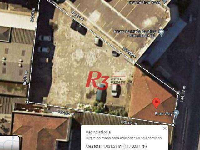 Terreno para alugar, 1030 m² por R$ 25.000,00/mês - Centro - Santos/SP