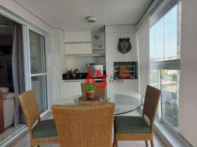 Apartamento com 3 dormitórios para alugar, 111 m² por R$ 7.000,02/mês - Ponta da Praia - Santos/SP