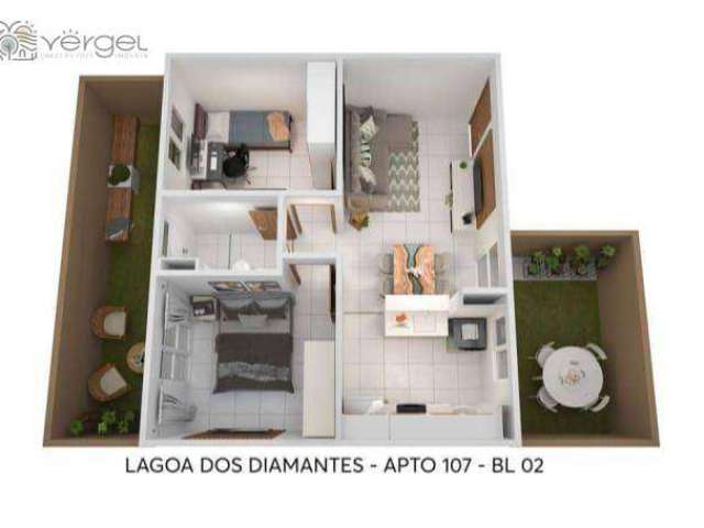Apartamento com 2 dormitórios à venda, 41 m² por R$ 233.990,00 - Vargem do Lobo - Lagoa Santa/MG