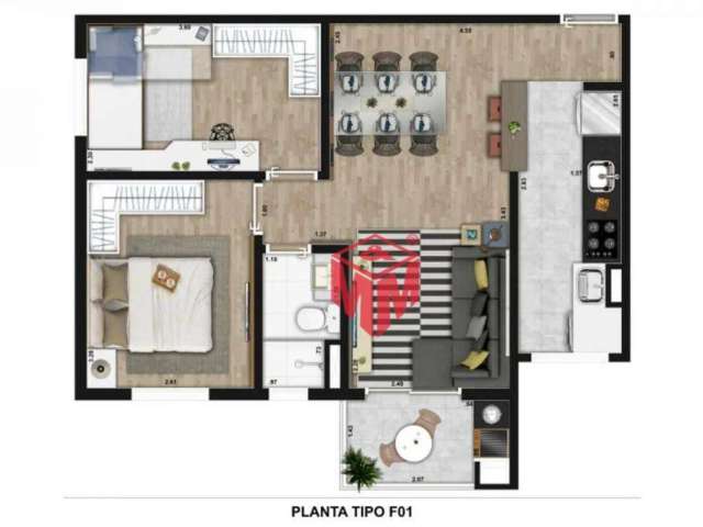 Apartamento Novo com 2 dormitórios à venda, 54 m² por R$ 440.000 - Planalto - São Bernardo do Campo/SP