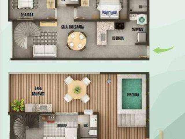 Cobertura com 2 dormitórios à venda, 64 m² por R$ 451.358,00 - Bessa - João Pessoa/PB