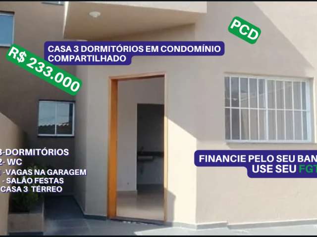VENDE Casa nova de condomínio para  PCD com 73 metros quadrados com 3 quartos em Jardim São José - Suzano - SP