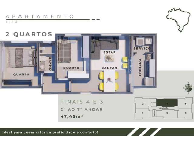 Apartamento com 2 quartos à venda na Rua Brasil, 550, Jardim Leblon, Belo Horizonte por R$ 262.500