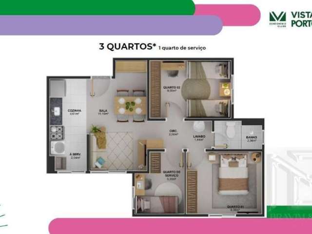 Apartamento para Venda em Serra, Maringá, 3 dormitórios, 1 banheiro, 1 vaga