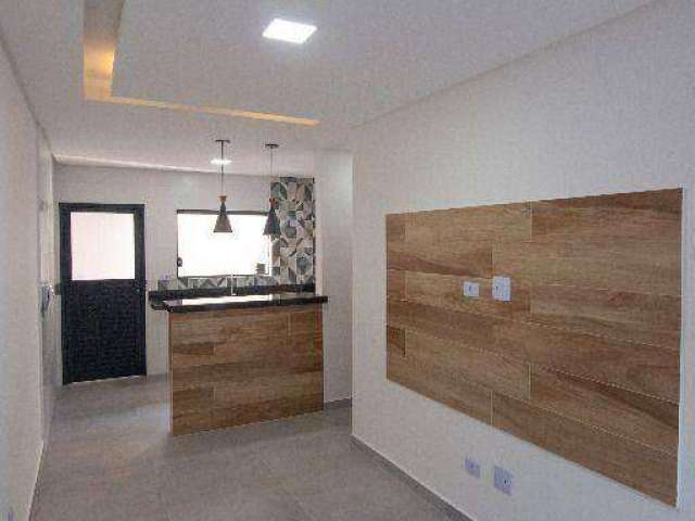 Sobrado novo com 2 quartos à venda, 57 m² por R$ 350.000 - Maracanã - Praia Grande/SP