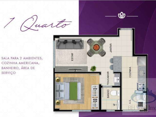 Apartamento para Venda em Belo Horizonte, Santa Efigênia, 1 dormitório, 1 banheiro, 2 vagas