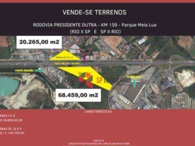 Terreno à venda, 2026500 m² por R$ 35.000.000,00 - Parque Meia Lua - Jacareí/SP