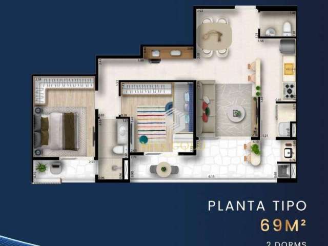 Apartamento com 2 dormitórios à venda, 69 m² por R$ 462.903,34 - Jardim das Nações - Taubaté/SP