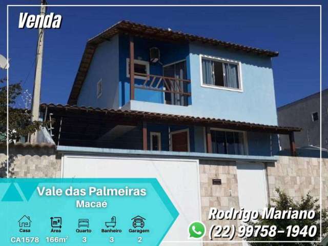 Excelente casa para venda com 166m² com área gourmet no Vale das Palmeiras - Macaé - RJ