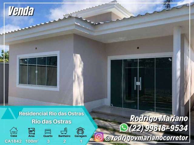 Vendo linda casa linear de 3 quartos no Residencial Novo Rio das Ostras em Rio das Ostras