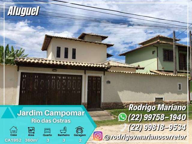 Alugo ou vendo casa maravilhosa com 3 quartos e churrasqueira no Jardim Campomar em Rio das Ostrr em