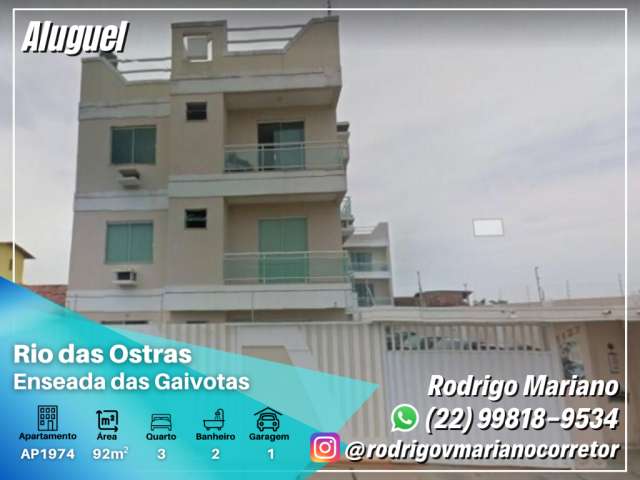 Alugo ótimo apartamento com 3 dormitórios na Enseada em Rio das Ostras