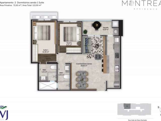 Trindade | Apartamento 2 dorms (1 suíte) + 1 vg