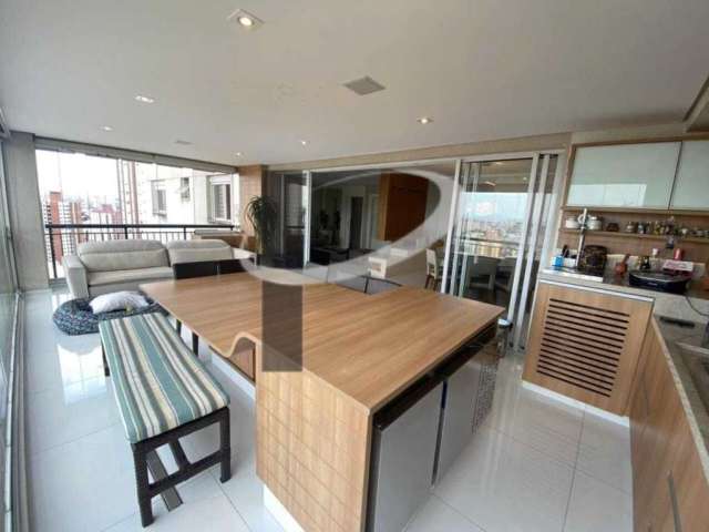 Lindo apartamento à venda, Tatuapé, 192 m² de área, mobiliada, andar alto , varanda Gourmet, 3 suíte