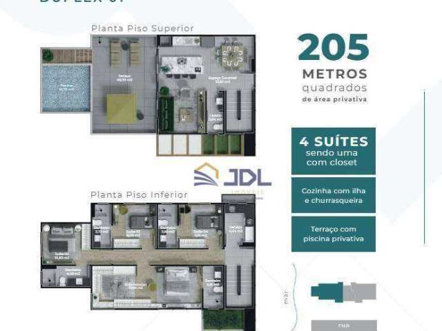 Cobertura com 4 dormitórios à venda, 205 m² por R$ 2.200.000,00 - Armação - Penha/SC