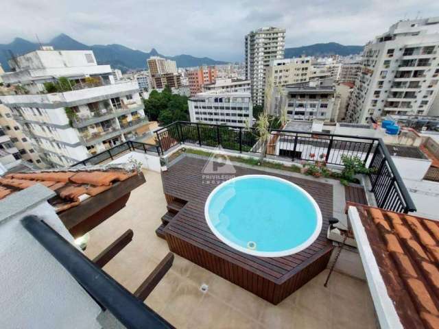 Apartamento duplex, 3 quartos, 2 suítes, 1 banheiro social, 1 lavabo, DCE, 3 vagas, piscina, 600m Metrô Uruguai - Tijuca/RJ.