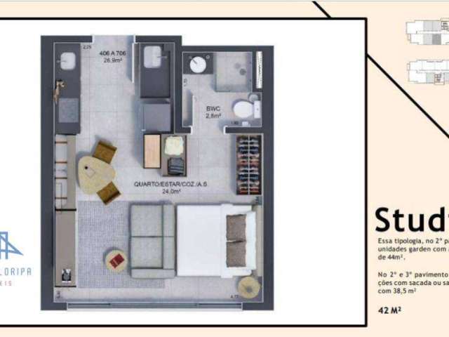 Studio com 1 dormitório à venda, 31 m² por R$ 600.000,00 - Estreito - Florianópolis/SC
