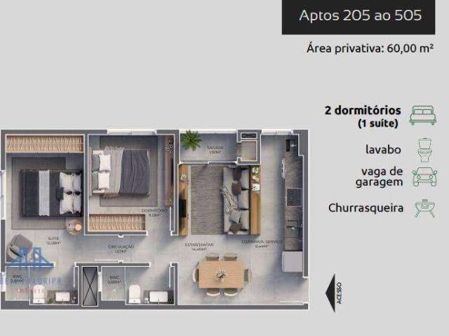 Apartamento com 2 dormitórios à venda, 59 m² por R$ 870.000,00 - Ingleses - Florianópolis/SC