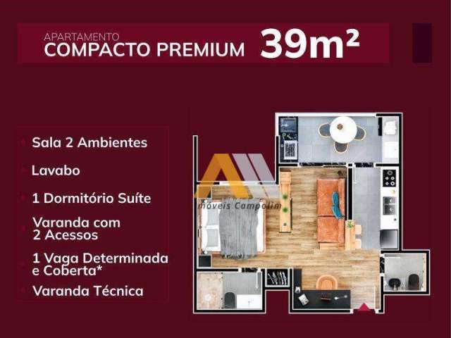 Apartamento Compacto Premium 1 suíte - Vila Carvalho